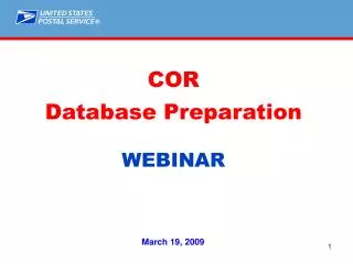 COR Database Preparation WEBINAR
