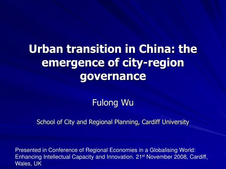 urban transition in china the emergence of city region governance