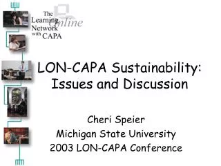 LON-CAPA Sustainability: Issues and Discussion