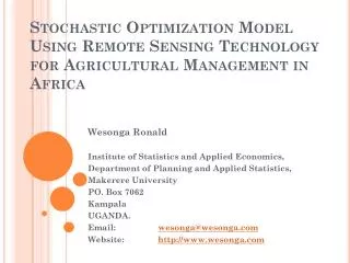 Wesonga Ronald Institute of Statistics and Applied Economics,