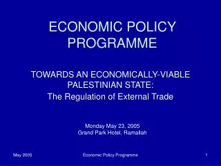 ECONOMIC POLICY PROGRAMME