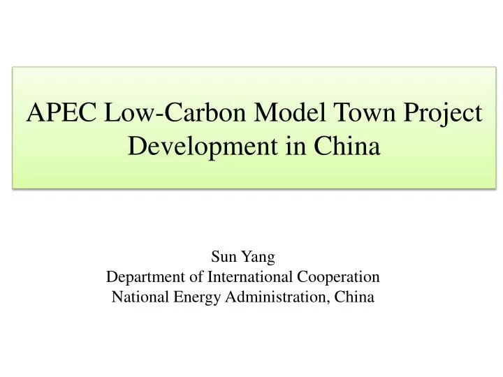 apec low carbon model town project development in china