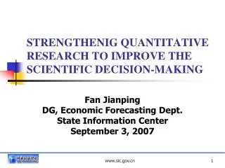 STRENGTHENIG QUANTITATIVE RESEARCH TO IMPROVE THE SCIENTIFIC DECISION-MAKING