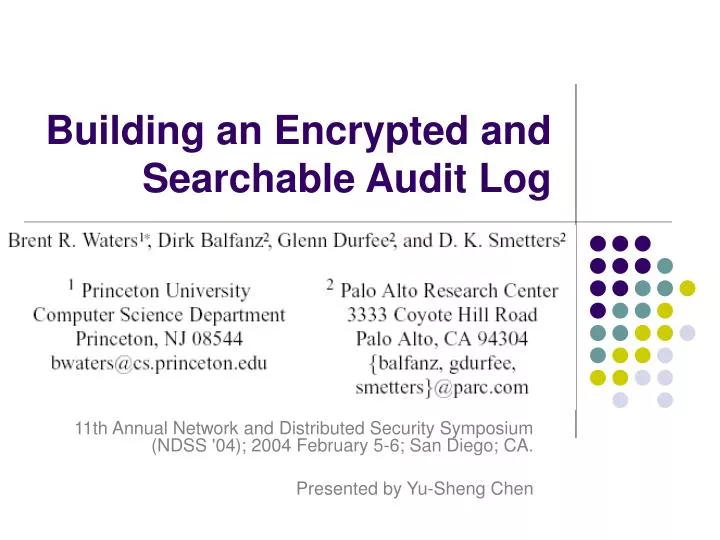 building an encrypted and searchable audit log