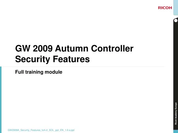 gw 2009 autumn controller security features