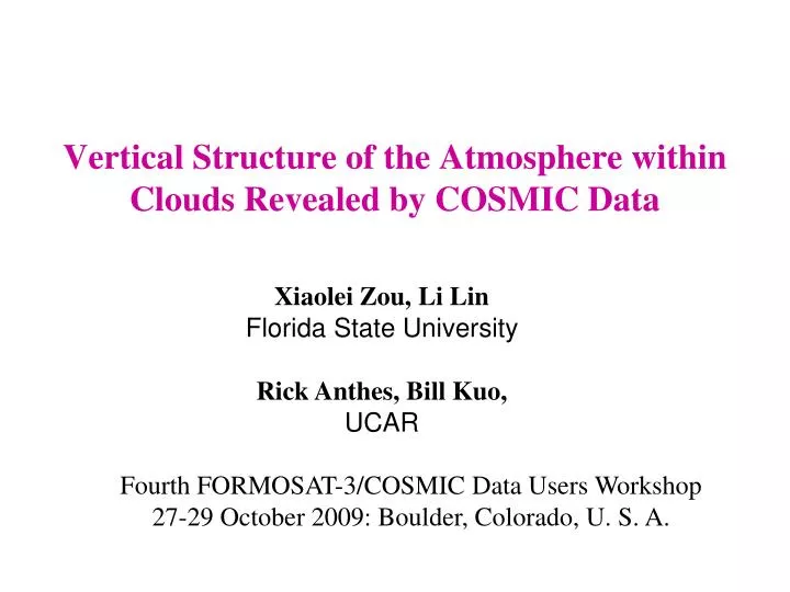 vertical structure of the atmosphere within clouds revealed by cosmic data