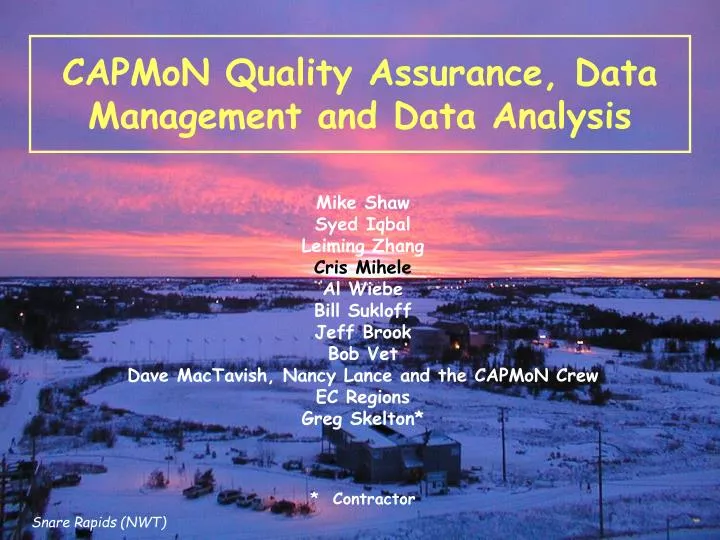 capmon quality assurance data management and data analysis
