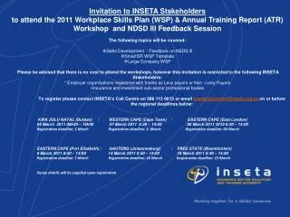 Invitation to INSETA Stakeholders