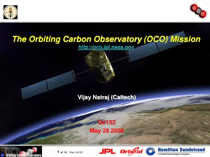 the orbiting carbon observatory oco mission http oco jpl nasa gov
