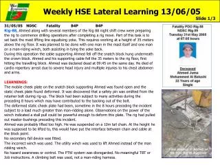 Weekly HSE Lateral Learning 13/06/05