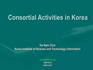 Consortial Activities in Korea