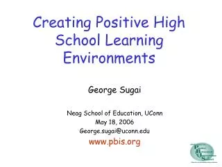 Creating Positive High School Learning Environments
