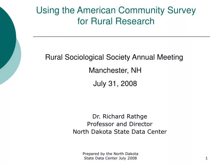 using the american community survey for rural research