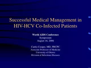 Successful Medical Management in HIV-HCV Co-Infected Patients