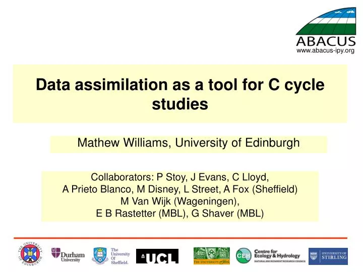 data assimilation as a tool for c cycle studies