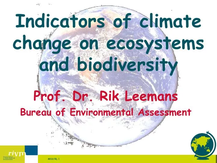 indicators of climate change on ecosystems and biodiversity