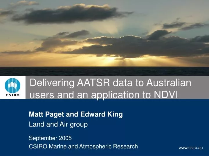 delivering aatsr data to australian users and an application to ndvi