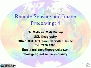 Remote Sensing and Image Processing: 4