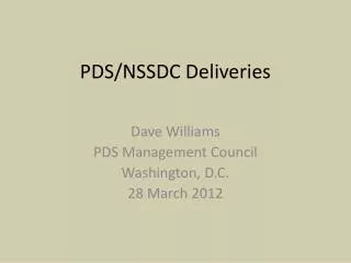 PDS/NSSDC Deliveries