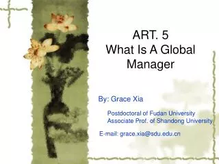 ART. 5 What Is A Global Manager