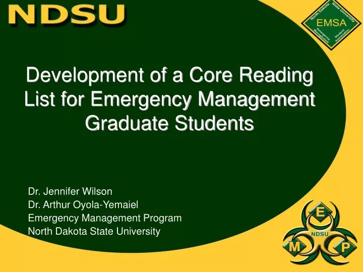 development of a core reading list for emergency management graduate students