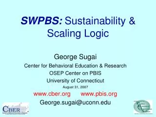SWPBS: Sustainability &amp; Scaling Logic