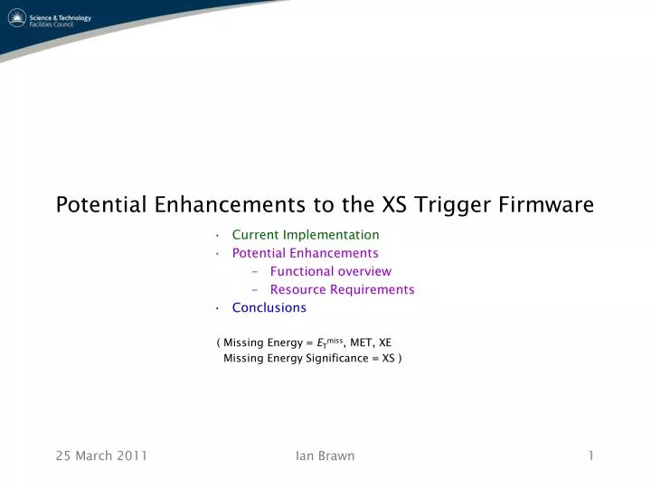 potential enhancements to the xs trigger firmware