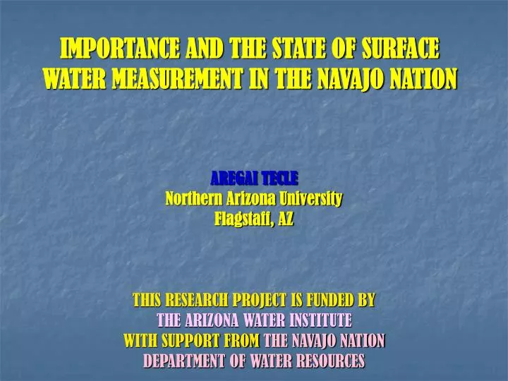 importance and the state of surface water measurement in the navajo nation