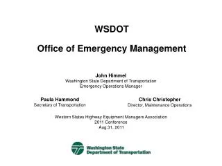 WSDOT Office of Emergency Management