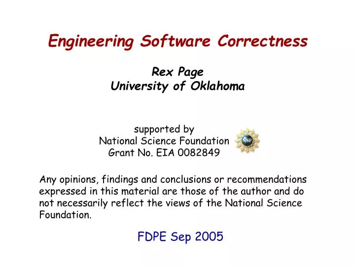 engineering software correctness rex page university of oklahoma