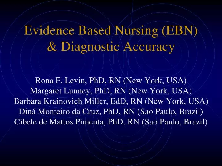 evidence based nursing ebn diagnostic accuracy