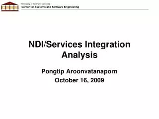 NDI/Services Integration Analysis
