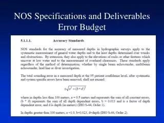 NOS Specifications and Deliverables Error Budget