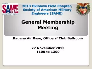 2013 Okinawa Field Chapter, Society of American Military Engineers (SAME)