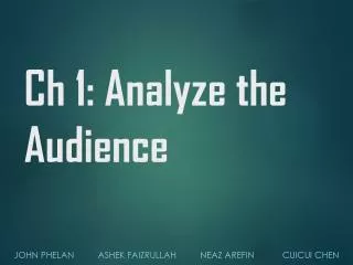 Ch 1: Analyze the Audience