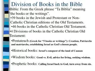 Division of Books in the Bible