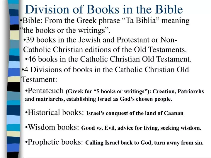 division of books in the bible