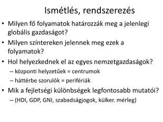 ism tl s rendszerez s