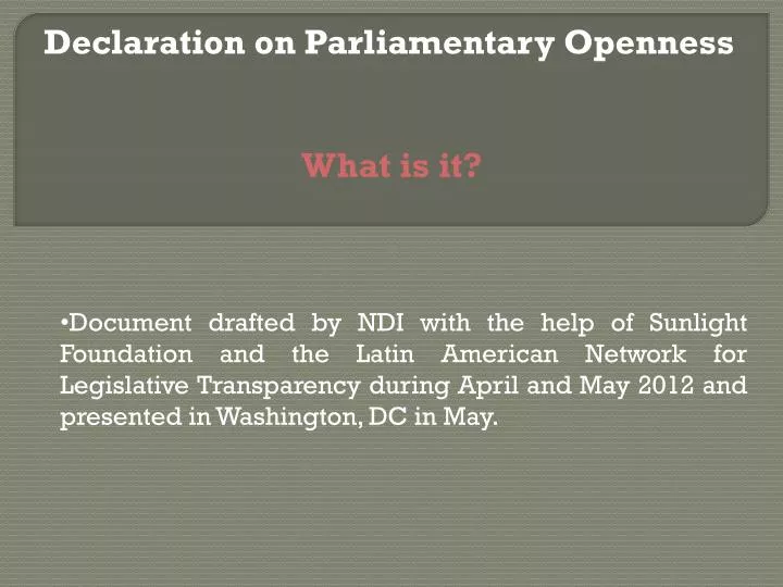 declaration on parliamentary openness