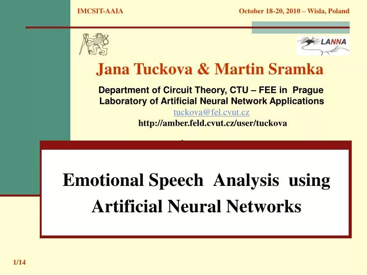 emotional speech analysis using artificial neural networks