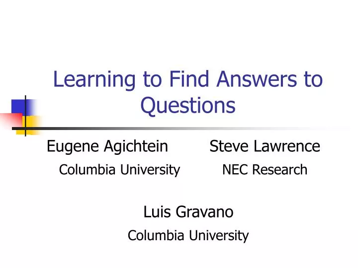 learning to find answers to questions