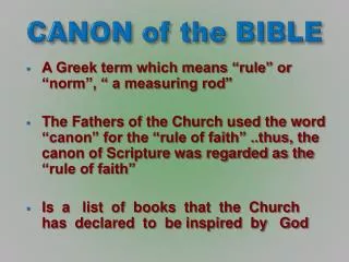 CANON of the BIBLE