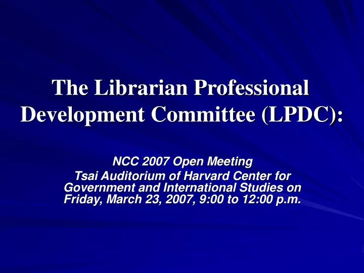 the librarian professional development committee lpdc