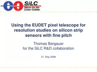 Using the EUDET pixel telescope for resolution studies on silicon strip sensors with fine pitch