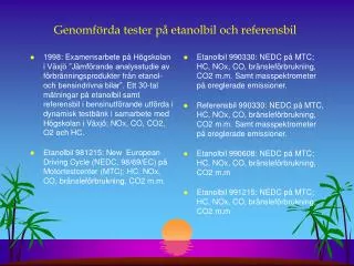 genomf rda tester p etanolbil och referensbil