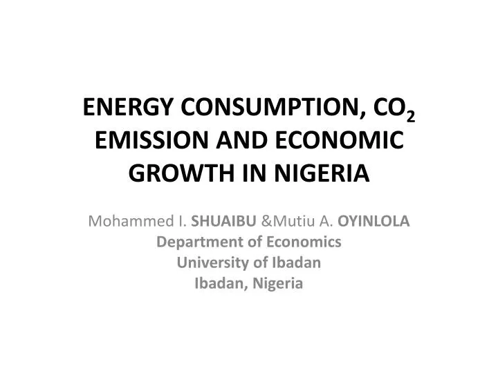 energy consumption co 2 emission and economic growth in nigeria