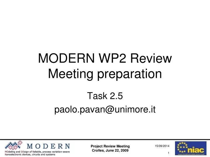 modern wp2 review meeting preparation