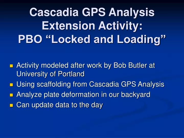 cascadia gps analysis extension activity pbo locked and loading