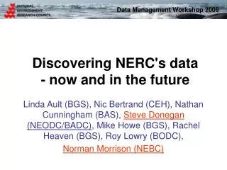 Discovering NERC's data - now and in the future