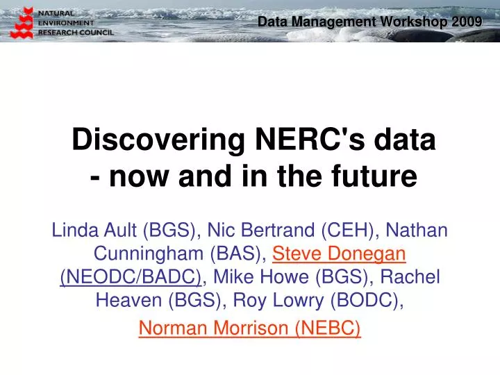 discovering nerc s data now and in the future